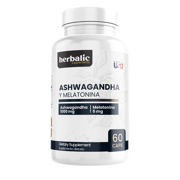 Ashwagandha y Melatonina 1000mg, 60 cápsulas
