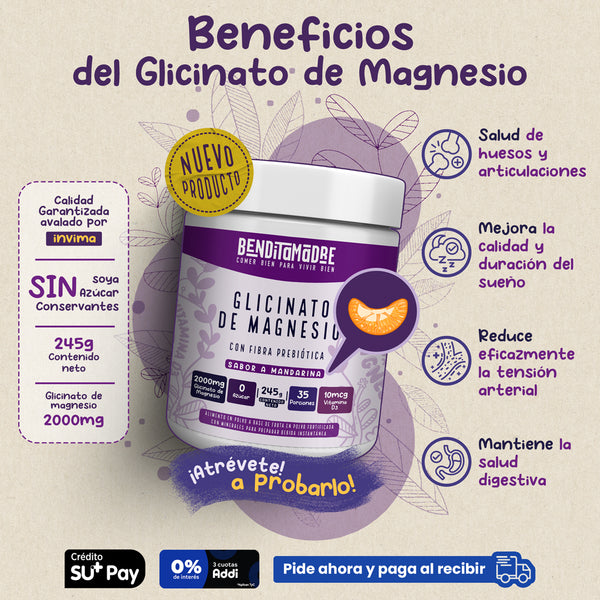 Glicinato de Magnesio en polvo, 245g