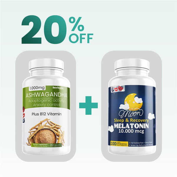 Ashwagandha + Melatonina, 90 + 100 cápsulas