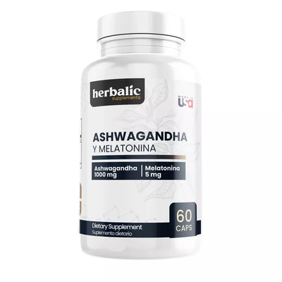 Ashwagandha y Melatonina 1000mg, 60 cápsulas