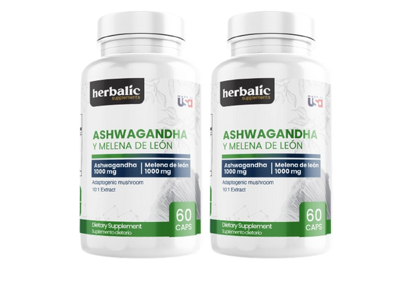 Ashwagandha y Melena de leon, 60 cápsulas X2