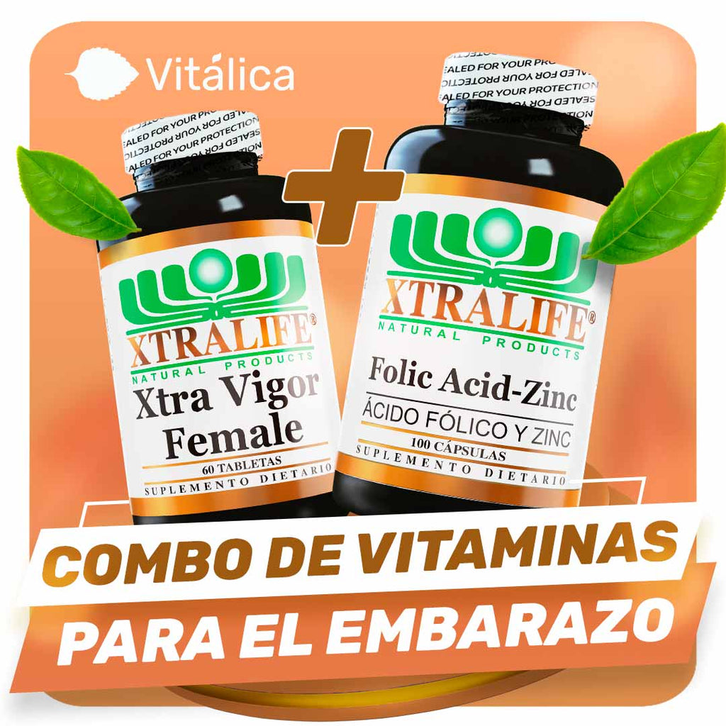 COMBO VITAMINAS PARA EL EMBARAZO Xtra vigor female + Ácido Fólico
