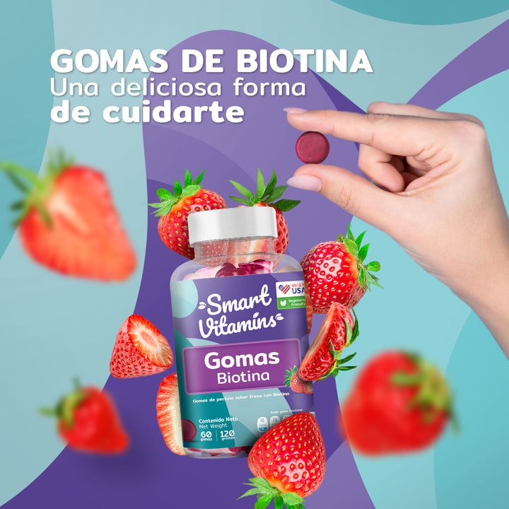 Suplemento 60 Gomitas de Biotina Vitaminas para Crecimiento del
